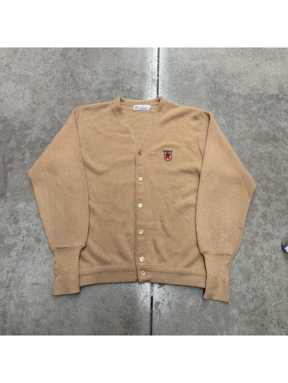 vintage kingwood beige knit cardigan sweater size medium